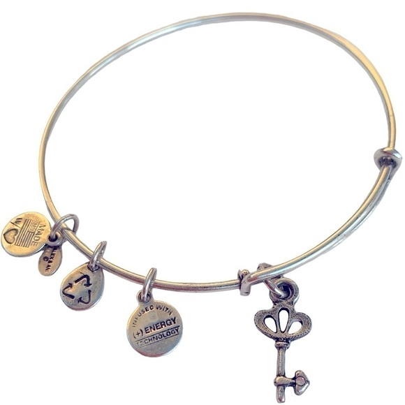 Alex and Ani Crystal Accent Key Charm Bracelet Silver Finish 2”- 3.5” - Picture 1 of 4